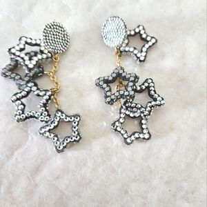J. Crew Bedazzled Star Dangling Pierced Earrings July 4